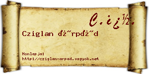 Cziglan Árpád névjegykártya